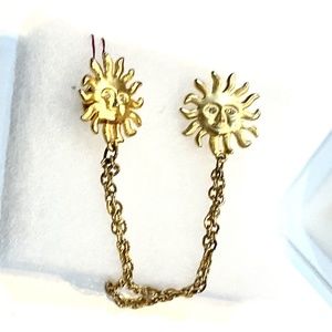 Gold Sun Face Brooch Chain